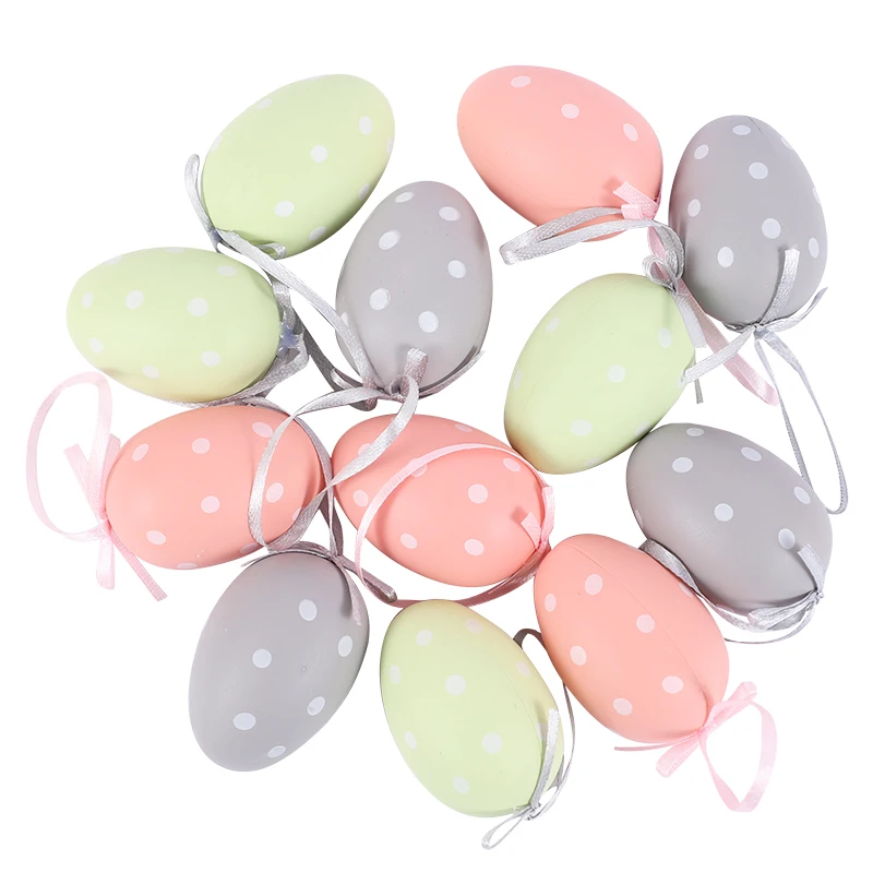 6pcs Colorful Plastic Easter Eggs Easter Tree Egg Hanging Ornament Home Indoor Outdoor Decor Happy Easter DIY Craft Kids Gifts