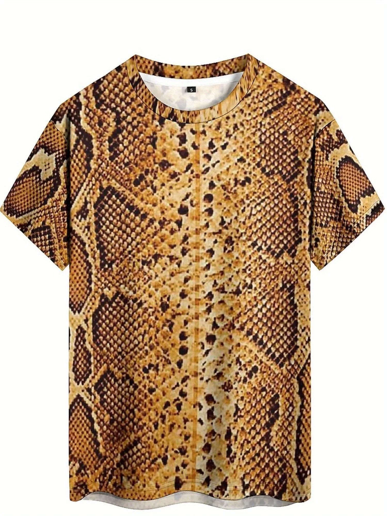 เสื้อยืดกราฟิกงูพิมพ์ลาย 3D สำหรับผู้ชาย - โพลีเอสเตอร์เนื้อนุ่ม แขนสั้น คอกลม สวมใส่สบายทุกฤดูกาล