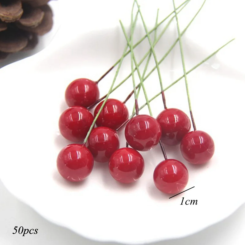 1Pack Fake Christmas Tree Pine Branches Xmas Berries For Christmas Tree DIY Wreath Decorations Noel Table Ornaments Kids Gifts
