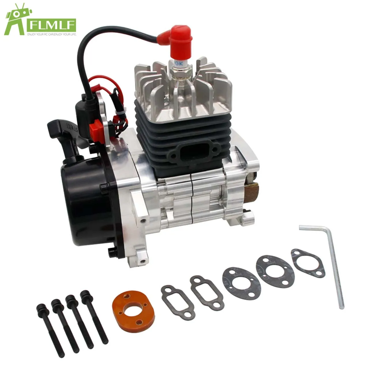Silnik 2-suwowy 4-otworowy 11KM 32CC lub 30.5CC lub 9.5KM 29CC z zaworami, obudowa Reed do samochodów RC 1/5 HPI ROFUN ROVAN KM BAJA LT FG GoPed RedCat