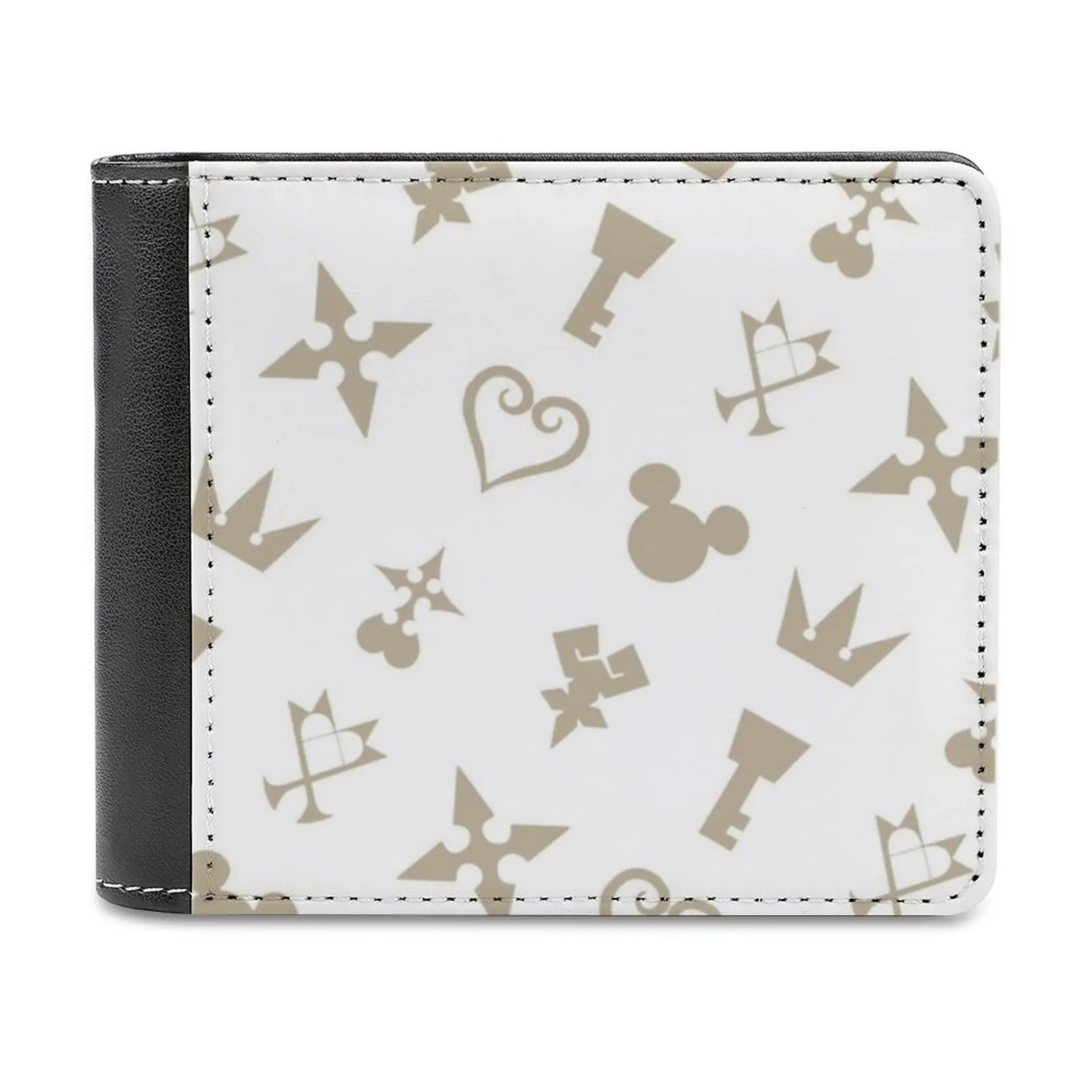 

Кожаный кошелек Golden Kingdom Hearts, мужской кошелек, персонализированный кошелек своими руками, подарок на день отца, Kingdom Hearts Keyblade, Микки