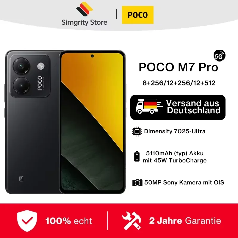 Version mondiale POCO M7 Pro MTK Dimensity 7025-Ultra Smartphone 6.67 
