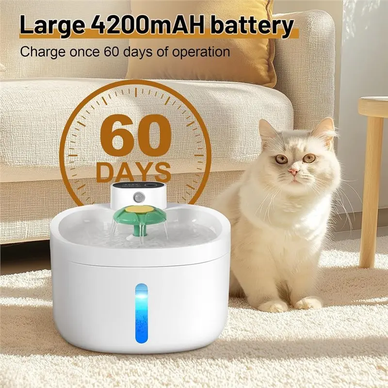 AT43-Pet Water Dispenser Rechargeable Cat Water Fountain,91OZ/2.6L Drinking Fountains For Cats And Dogs view 2
