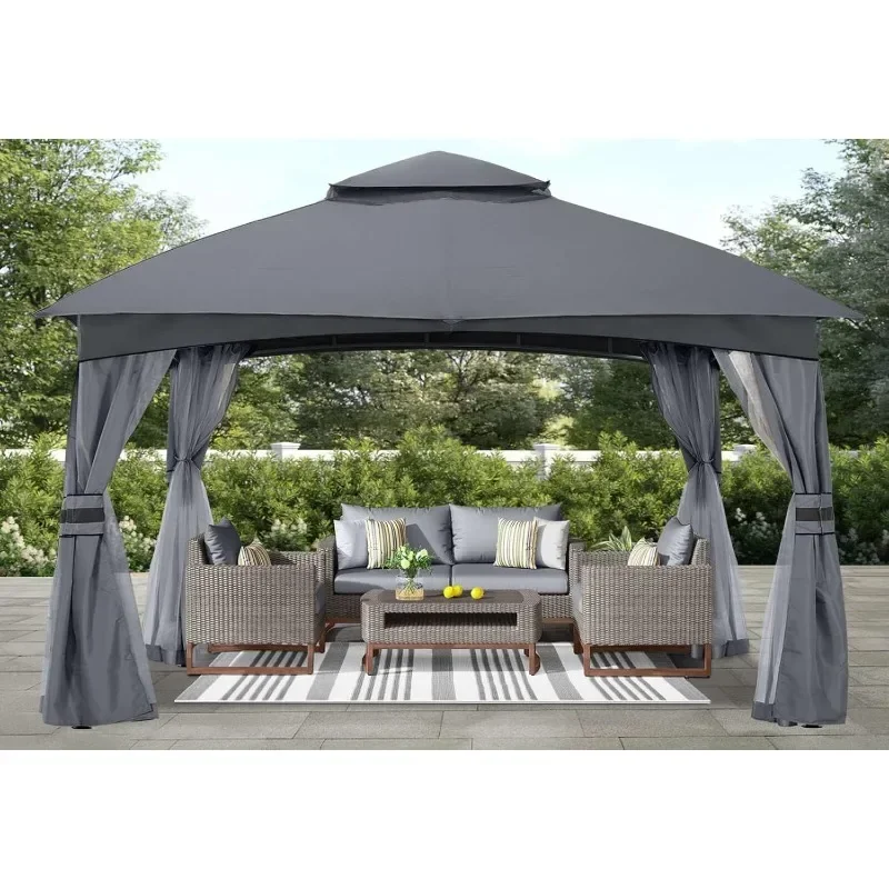 

Outdoor Gazebo - Patio Gazebo with Mosquito Net, Outdoor Sunshade and Rainproof Awning for Lawn, Garden, Backyard and Patio