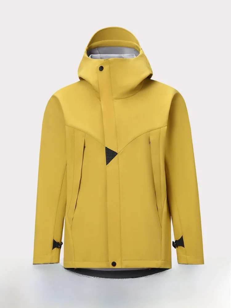 

Outdoor High-End Couples Soft ell Jaet Windproof Waterproof Hooded Fce Lined Casual Sle Zipper Closure Long Sve