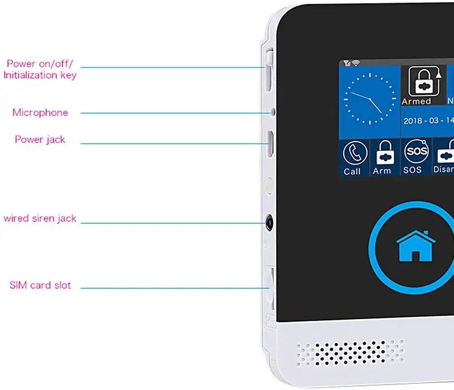 WiFi + GSM Alarm rumah sistem Alarm jaringan ganda pengendali 2.4 "TFT LCD tampilan sentuh nirkabel sistem keamanan rumah mendukung APP