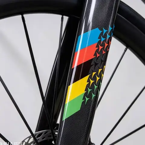 Bike Fork Decals Rainbow Stripe Stickers For UCI World Champion Color Waterproof Durable Self-Adhesive Road Bike Fork Decals