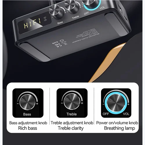 Imagen 2 del producto NFC 1200Mah Bluetooth 5,1 transmisor receptor estéreo 3,5mm AUX Jack RCA adaptador de Audio inalámbrico micrófono cantar Radio FM para TV