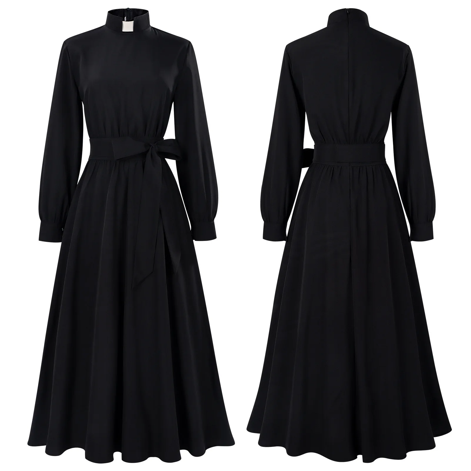 Easter Costume Priest Virgin Mary Nun's Stage Performance Cosplay Black White Dress with Necklace Halloween Navidad Comic Con view 5