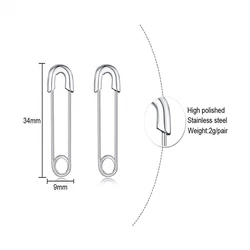 1Pair Stainless Steel Punk Pin Earrings Colorful Paperclip Safety Pin Earrings For DIY Women Man Jewelry Making Stud Earrings