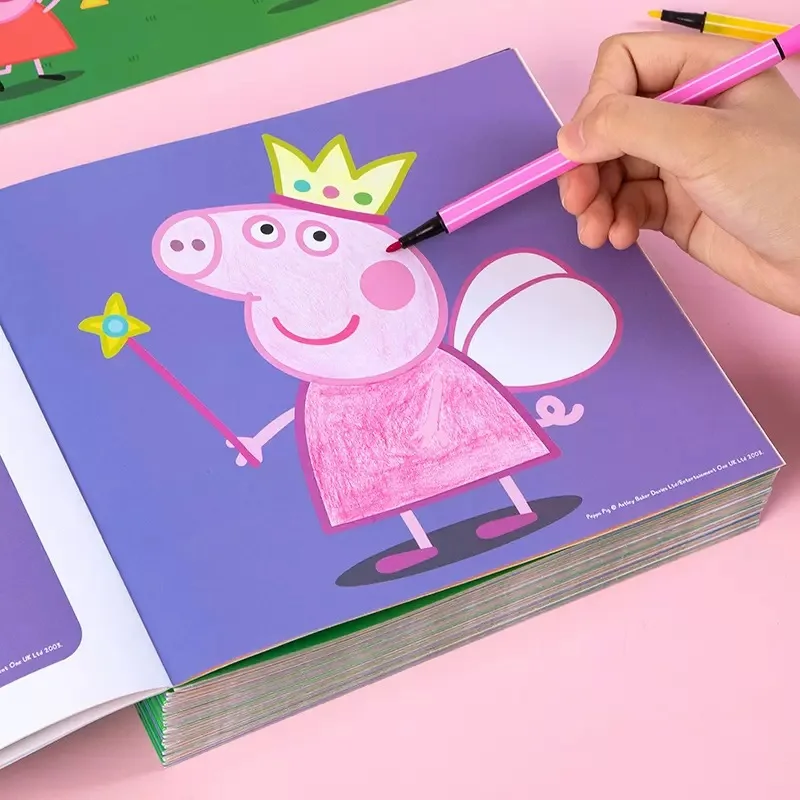 4 stuks Peppa Pig schilderboek kinderschilderboek baby graffiti schilderboek vroege onderwijs cadeau speelgoed