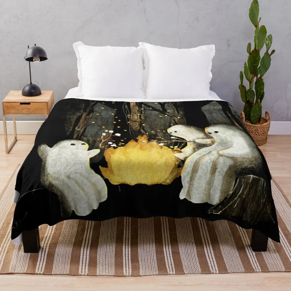 Marshmallows and ghost stories Throw Blanket Plaid Luxury Brand cosplay anime Fluffy Shaggy Blankets