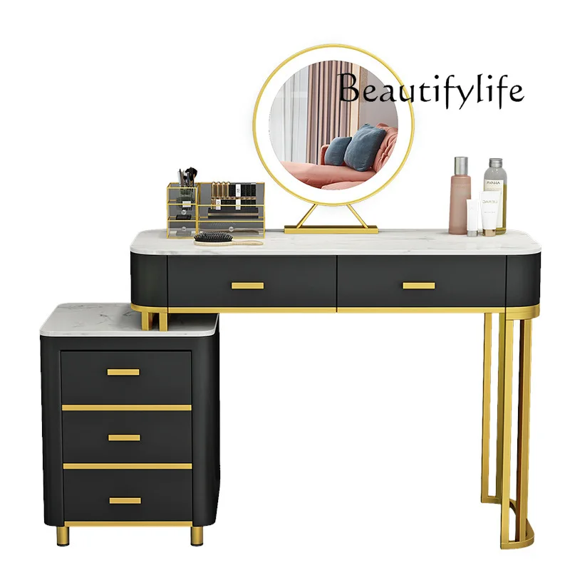 

Dresser combination with cabinet storage with LED lamp makeup table and chairs