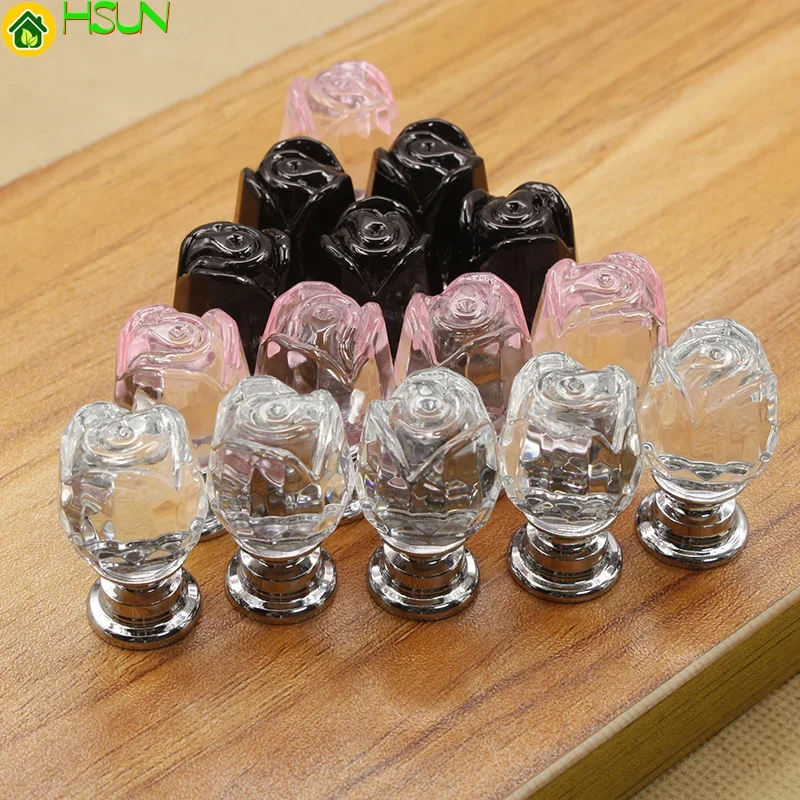 1pc Diameter 20mm K9 Flower Shape Crystal Glass Knob Luxury Drawer Handles for Dresser Multi Color CRY0099