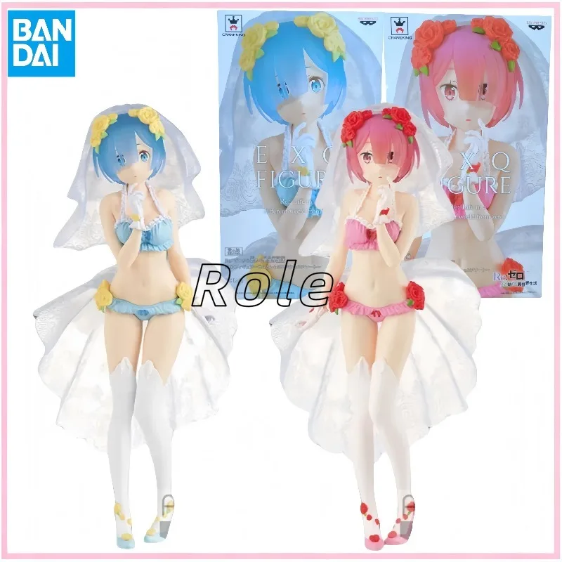 

BANDAI Original Bandai Banpresto Re Life in A Different World From Zero Rem Ram Action Figure Model Doll Gift Collection