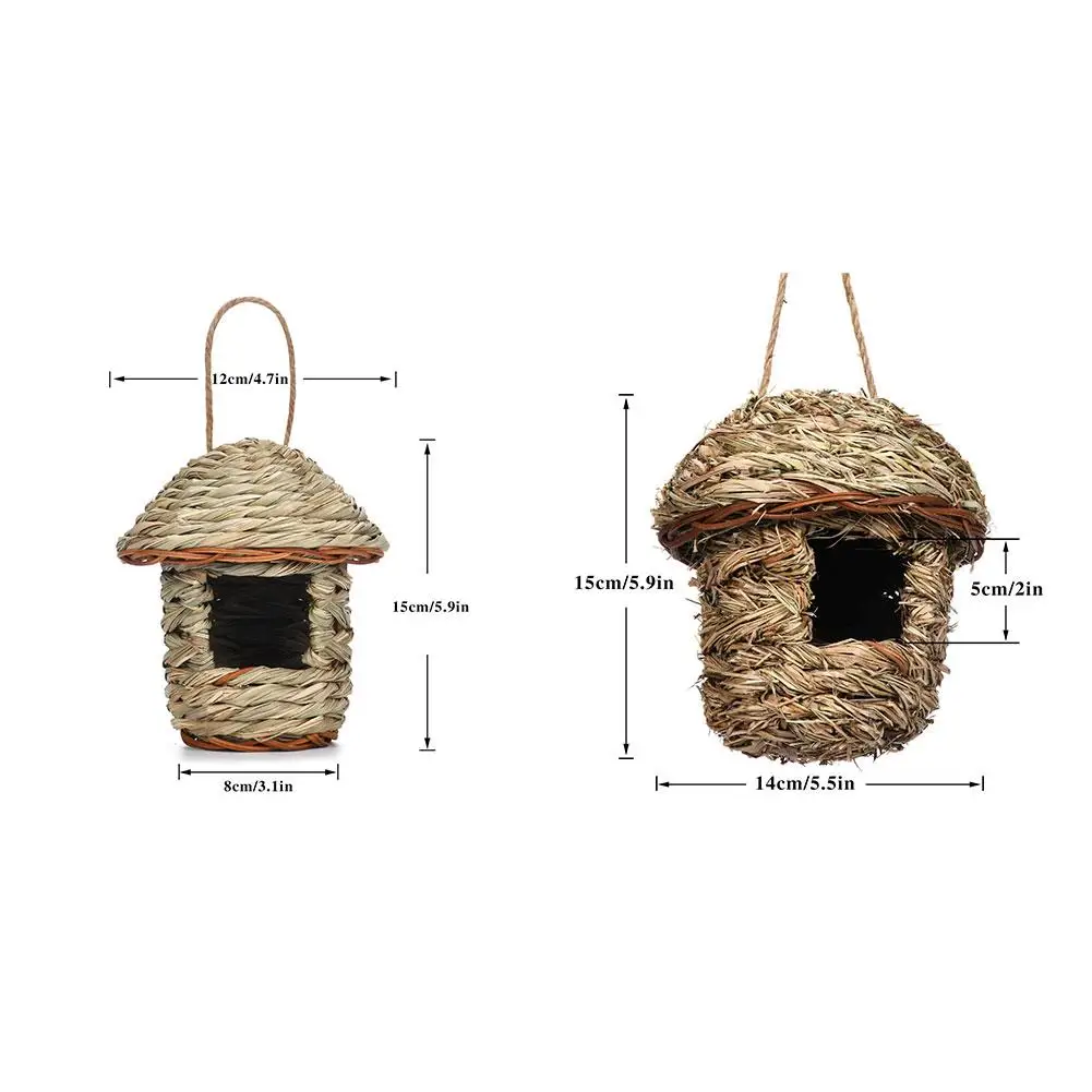 Nid d\'oiseau en paille tissé à la main, accessoire de jardin d\'extérieur suspendu pour l\'éclosion de perroquets