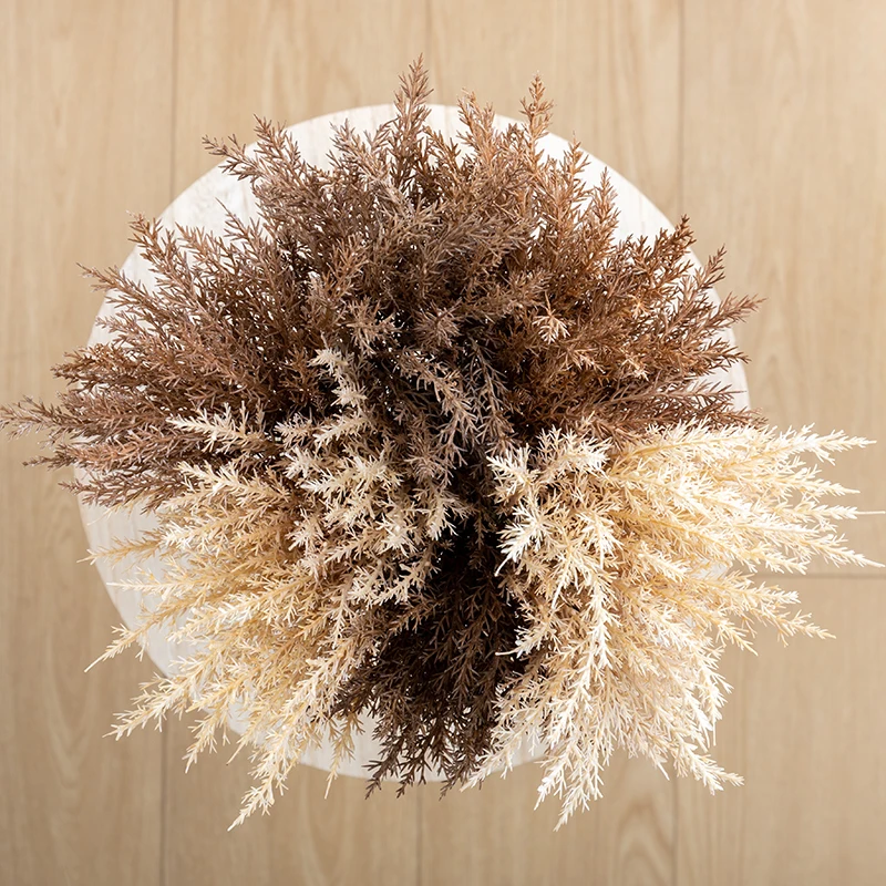 6 قطعة عشب القمح البلاستيكي الزهور الاصطناعية غرفة المنزل الخريف الزفاف الديكور ريم القصب باقة الرملي الملونة القهوة نبات صناعي #3