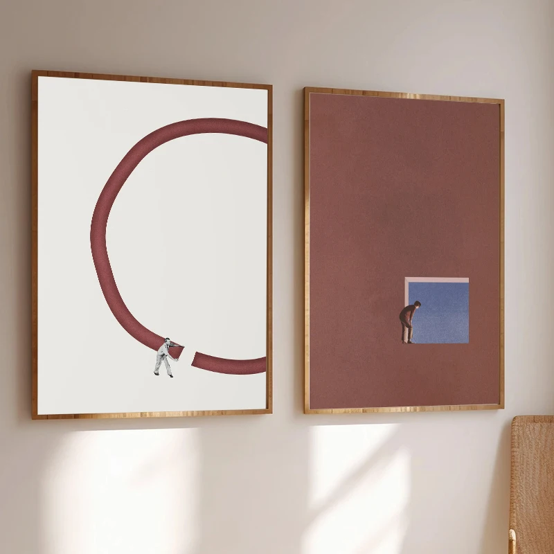 Abstract You and Me Alone Curiosity Funny Whimsy Print Canvas Painting Japandi Minimalist Wall Art Living Room Home Decoration