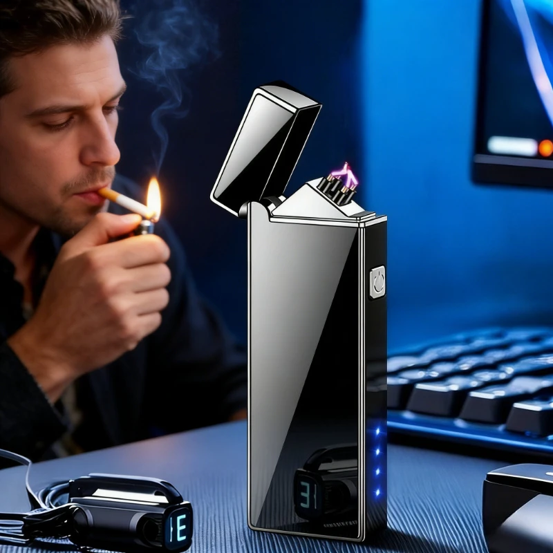 Dual Arc USB Rechargeable Windproof Lighter, High-end Creative and Personalized Windproof Smart Cigarette Lighter
