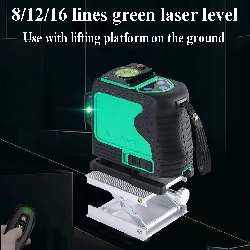 Laser Level 8/12/16 Line Powerful Green Laser Optical Instrument Self-Leveling 360° Roating Laser Remote Laser Construction Tool