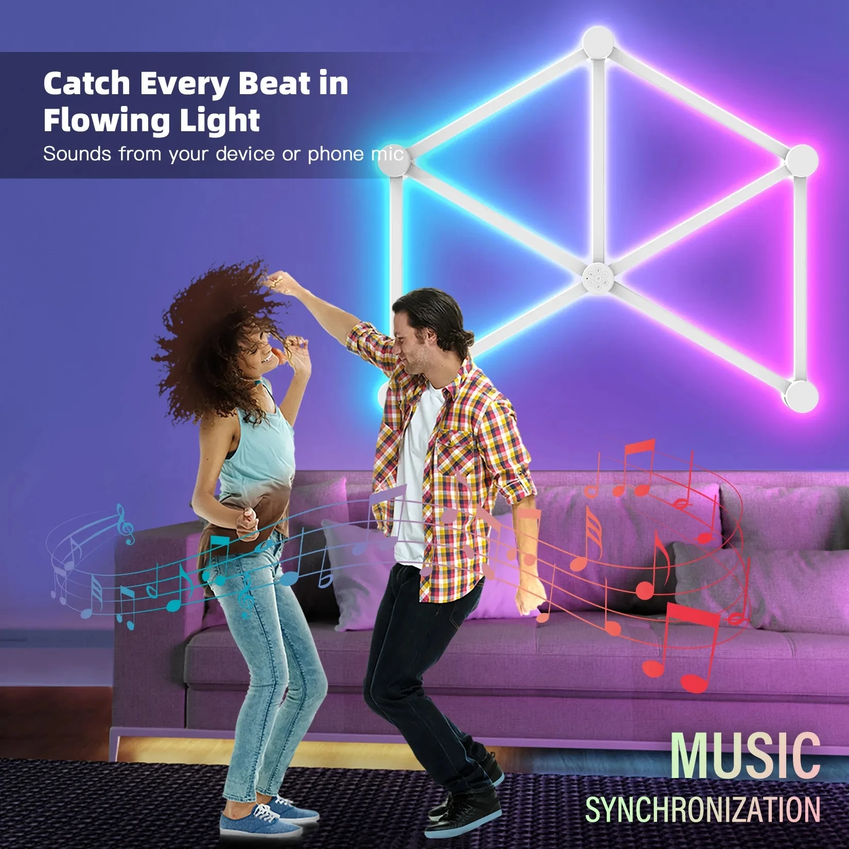 DIY Muur RGB Smart Splicing Glide Verlichting Muziek Sync Bar Home Decor LED Licht 6 Segmen voor Gaming Streaming Smart Home Lights