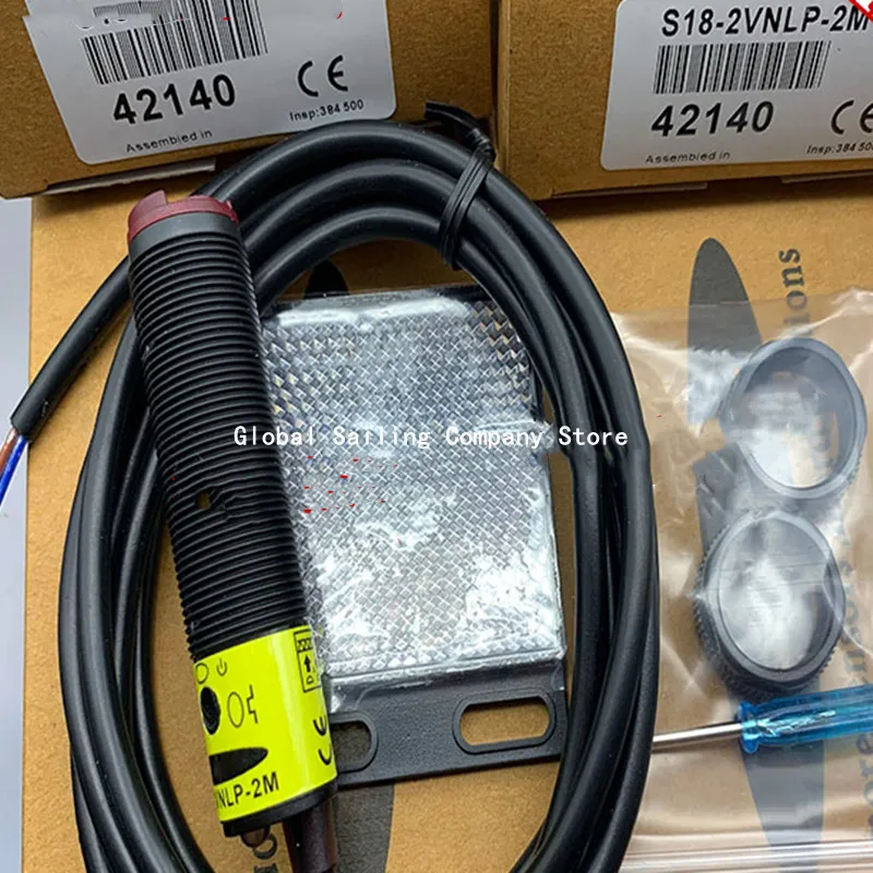 2PCS New mirror reflective photoelectric switch S18-2VNLP-2M S18-2VPLP-2M