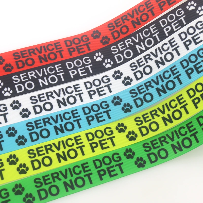 DUWES 50yards Service Dog Do Not Pet Printed Grosgrain Ribbon Accessory Hairbow Headwear Decoration DIY Wholesale OEM D1473