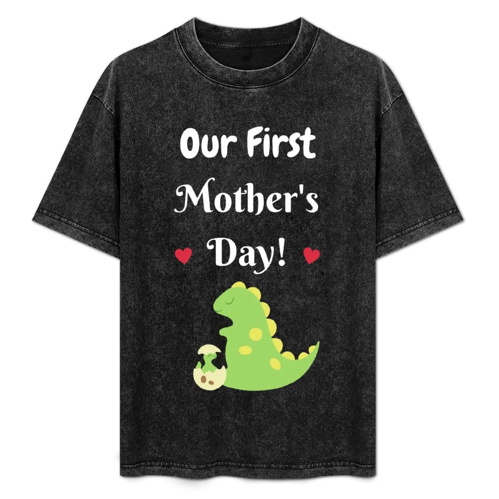 

Our First Mother's Day, Mom and Baby Dinosaurs, white text T-Shirt animal prinfor boys luxury clothing labubu tshirts for men