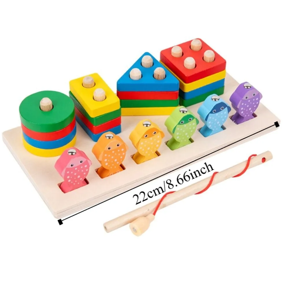 Color Recognition Wooden Magnetic Fishing Game Early Education Interactive Matching Board Game Puzzle Montessori