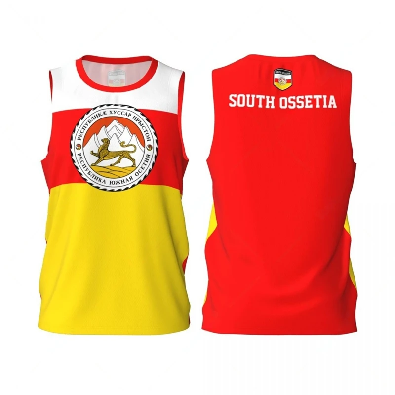 

South Ossetia Flag Basketball Jersey Fashion Casual 3D National Emblem Printed Sports T Shirt Loose Quick Dry Breathable Tees