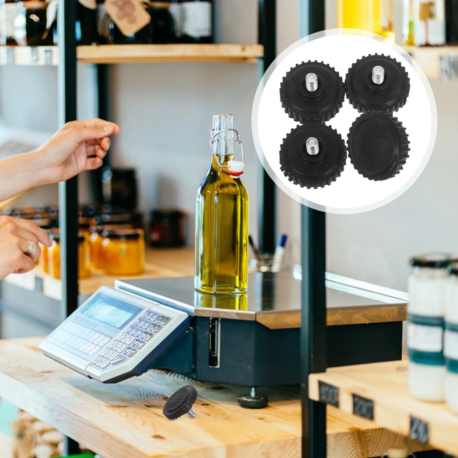 

4pcs Universal Anti-Slip Scale Feet M8 Screw- 60-150Kg Food Jewelry Scales Rubber Construction Replacement Legs For