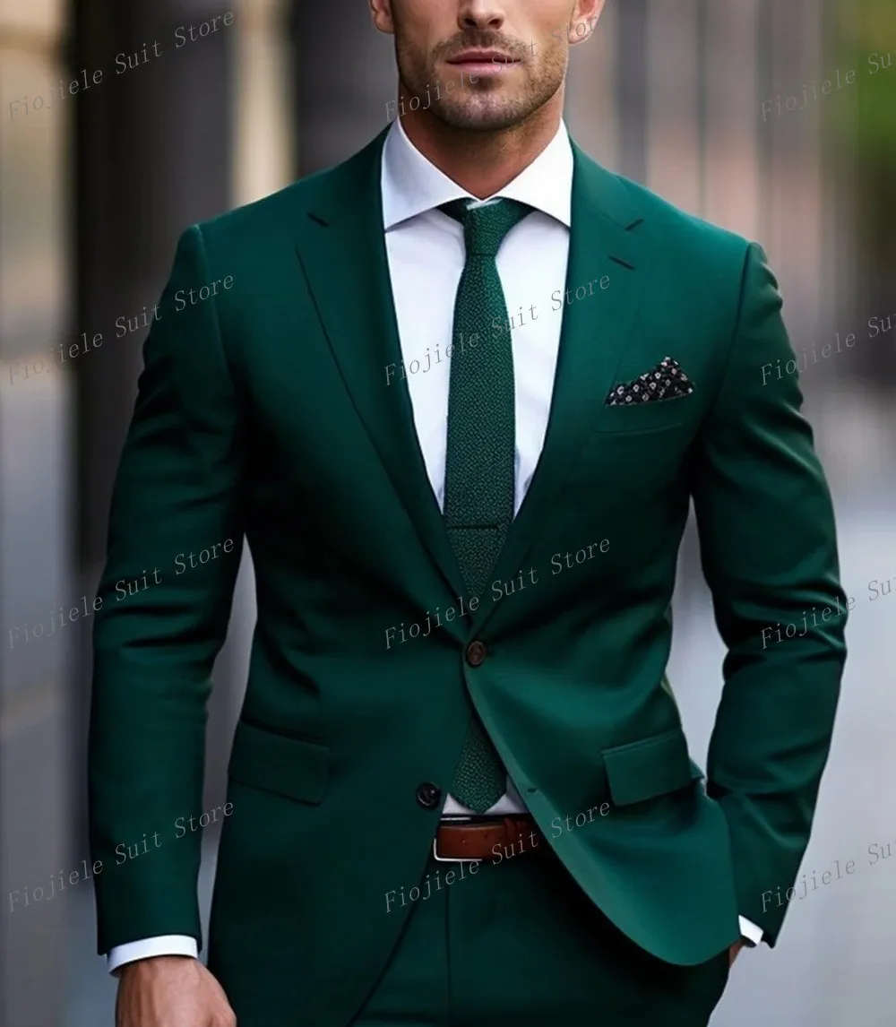 

Men Tuxedos Green Business Suit Groom Groomsman Prom Wedding Party Formal 2 Piece Set Jacket And Pants