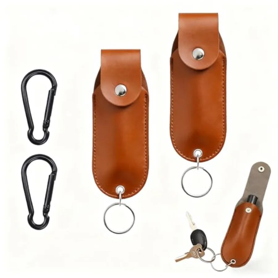 

2 PCS Pepper Spray Pouch Professional PU Leather Pepper Spray Holder Keychain for Women's Personal Tools