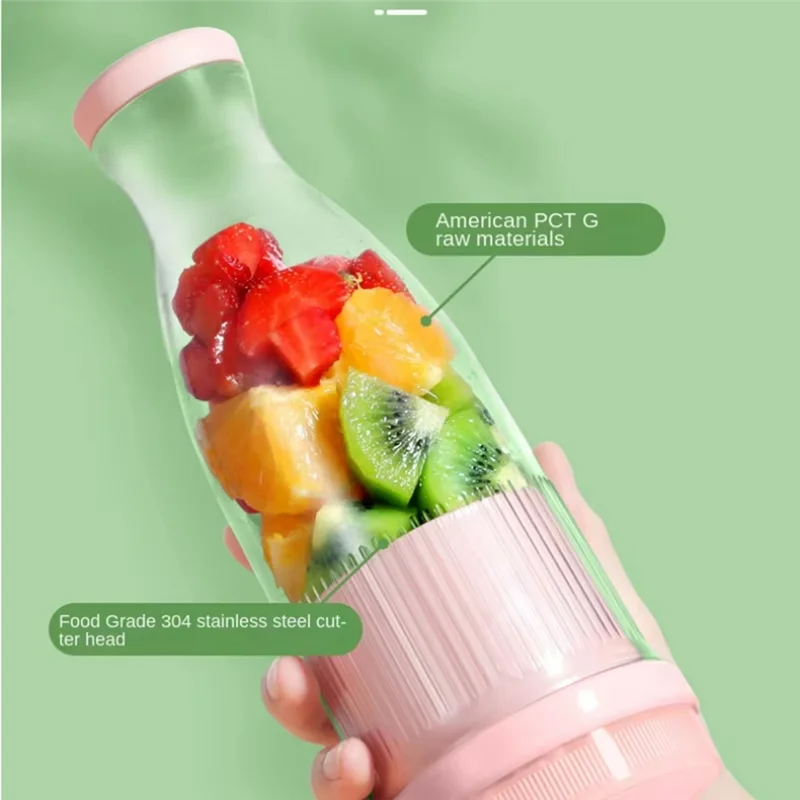 AD-MINI, mélangeur de Smoothie rose mélangeur de Smoothie pour la maison sans fil et Rechargeable, capacité de 380Ml