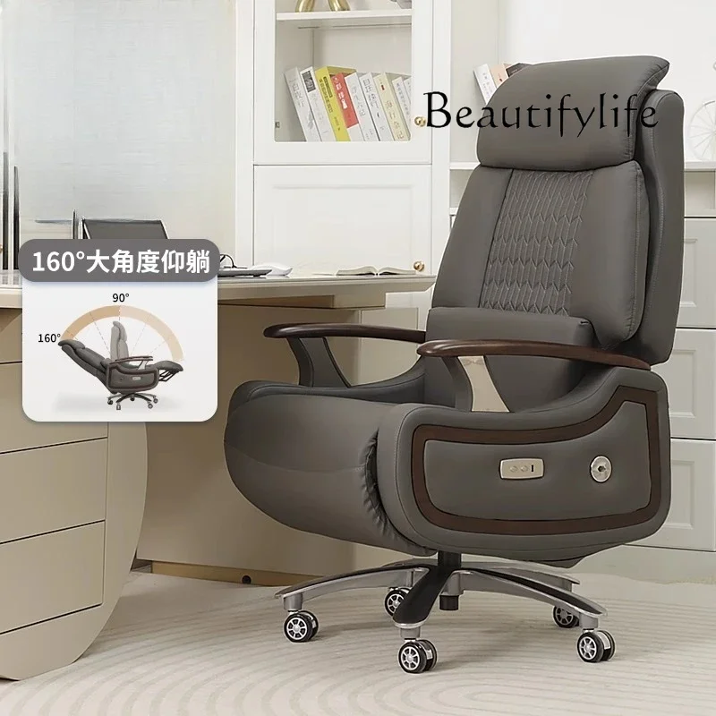 

Y Электрическое офисное кресло из черного дерева, удобное кожаное домашнее компьютерное кресло с откидной спинкой, массажное кресло Boss