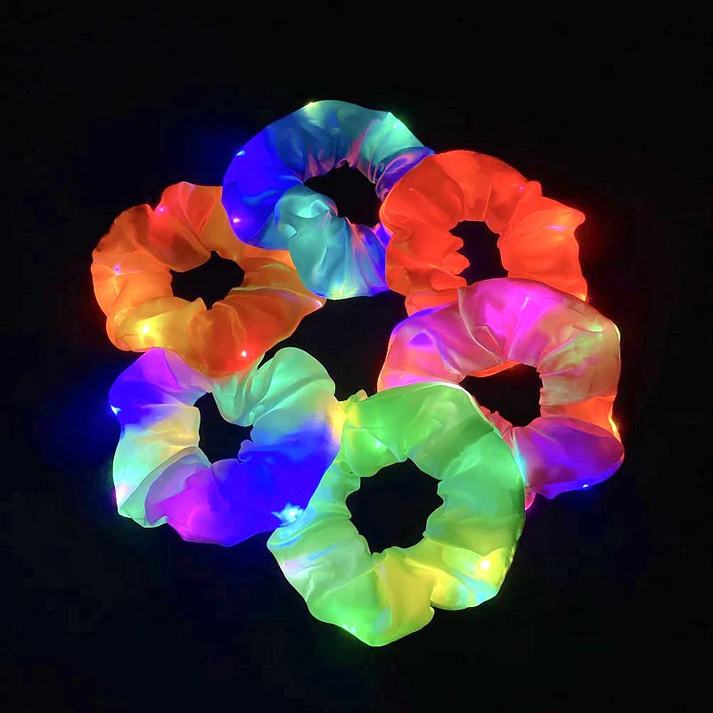 Hot sale 1pc Girls Hairband Ponytail Holder  Neon LED Luminous Scrunchies Hairband Glowing  For Christmas Wedding Birthday Decor