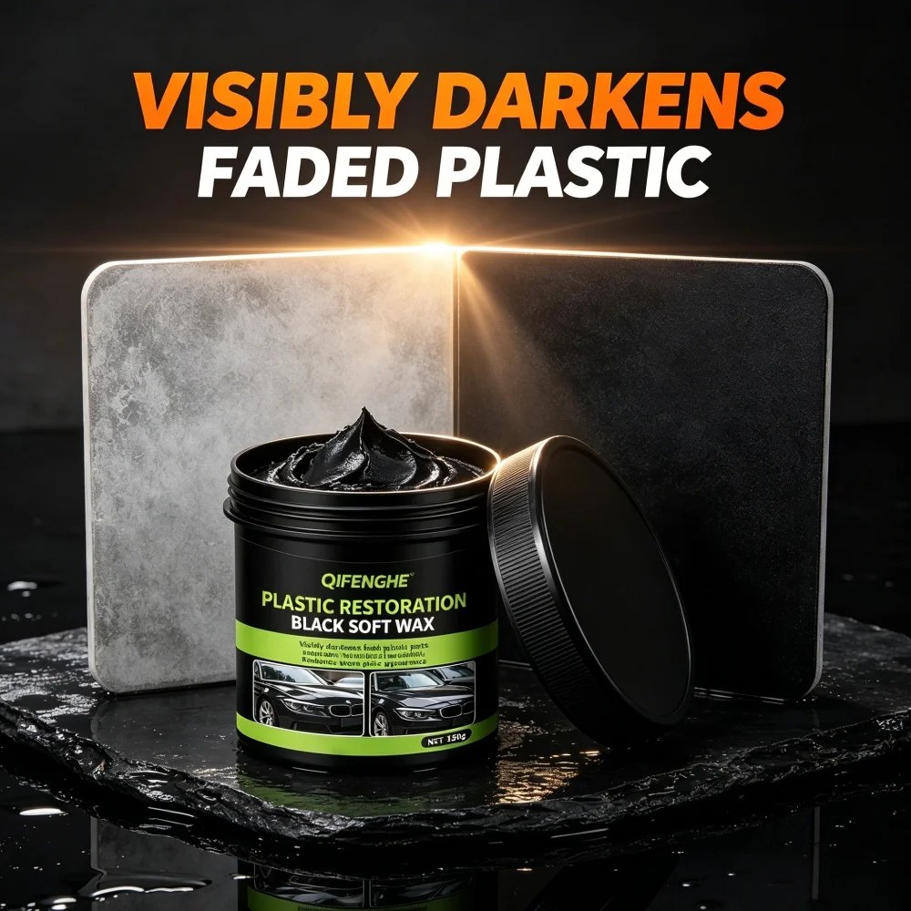 150g Car Plastic Restoration Black Wax, Darken Faded Trim, Enhance Durability & Restore Original Look