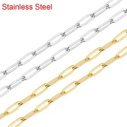 2meters Never Fade PVD Stainless Steel Flat Link Chains Necklace Bulk Lot 3mm Chains Bracelet for Diy Jewelry Making Accessories