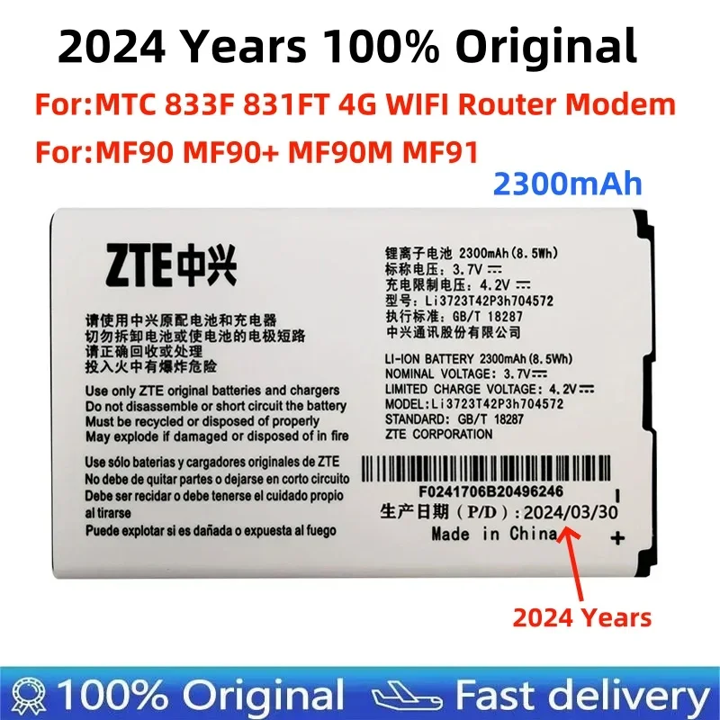 Nueva batería de alta calidad Li3723T42P3h 704572   Para ZTE MF91 MF90 4G WIFI Router módem 2300mAh batería recargable en Stock