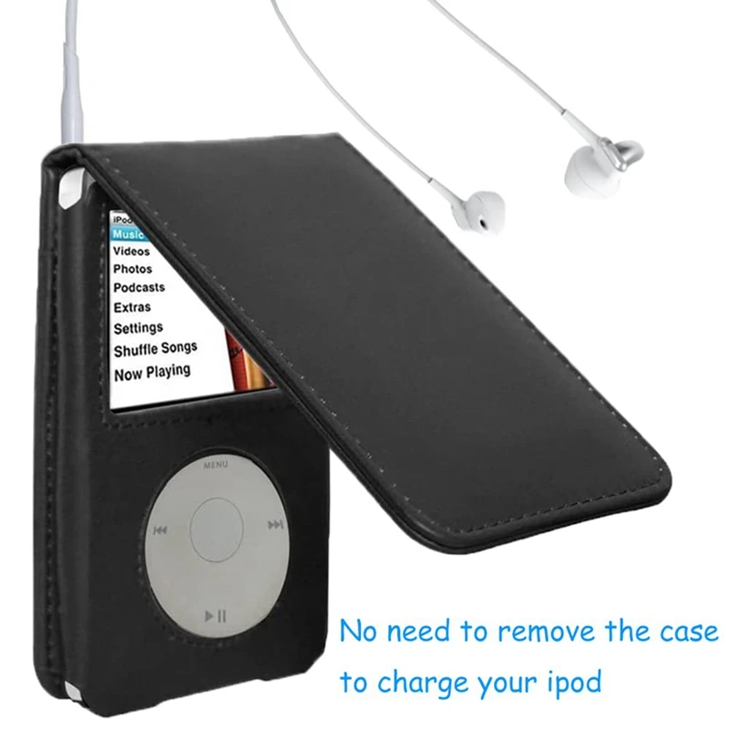 PU Cover Case For Apple Ipod Video Classic 80G 120G 160G Classic Protective With Movable Belt Clip, Fine Workmanship Black