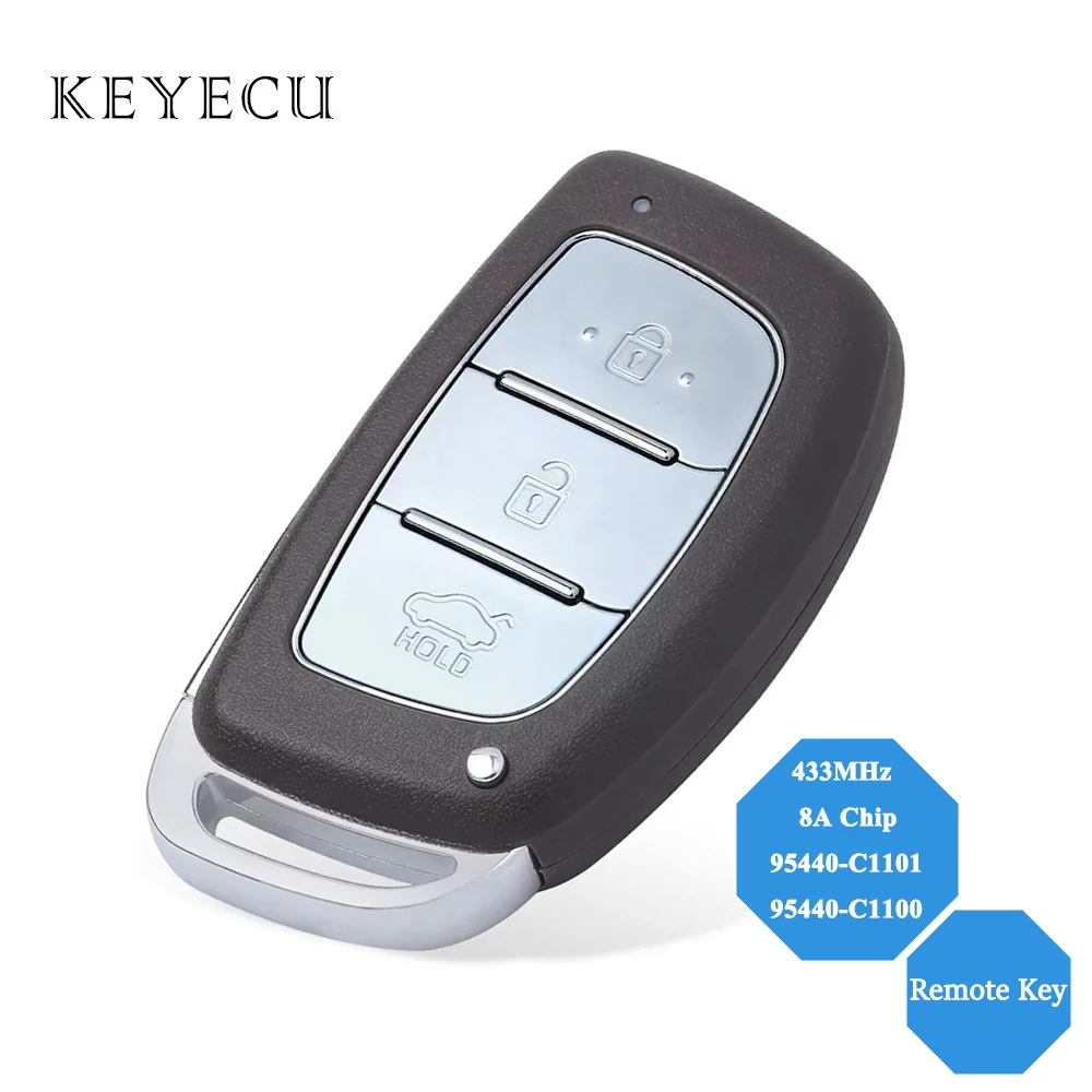 Keyecu 95440-C1101 95440-C1100NNA For Hyundai Sonata 2015 2016 2017 Smart Remote Car Key Fob 433MHz 8A Chip FCC ID: CQOFD00120