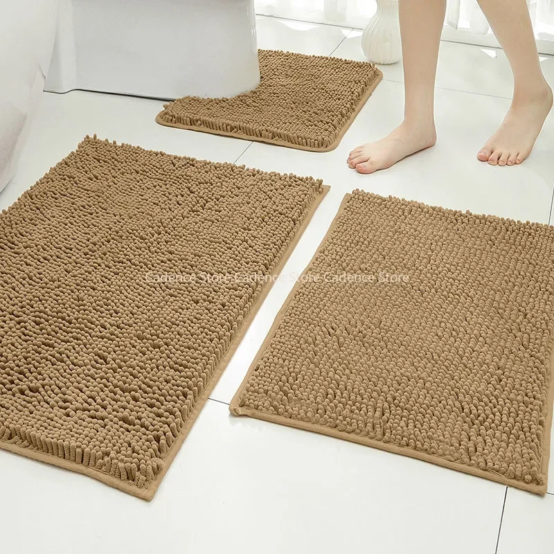3Pcs/set Bath Mat Set Soft Fluff Shower Carpet Non-slip Floor Mat for Bathroom Toilet Rugs Toilet Lid Cover Bathroom Products