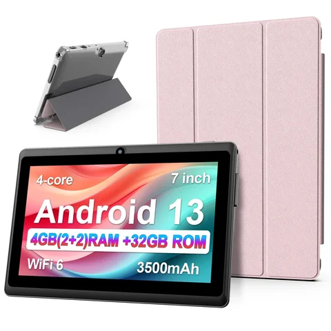 BAKEN 10-inch Tablet (Android 13, Quad-core, 2GB+32GB, Supports 1TB Expansion, WiFi 6, Dual Cameras); Includes Protective Case