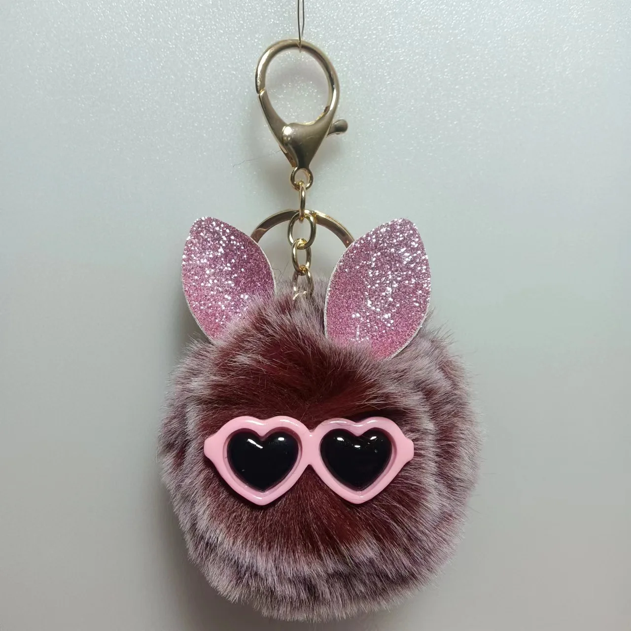 Cartoon Cute Plush Ball Keyring Charm Kawaii Fuzzy Ball Ears Keyring Soft Fluffy Ball Backpack Decor Car Keyring Gift For Couple