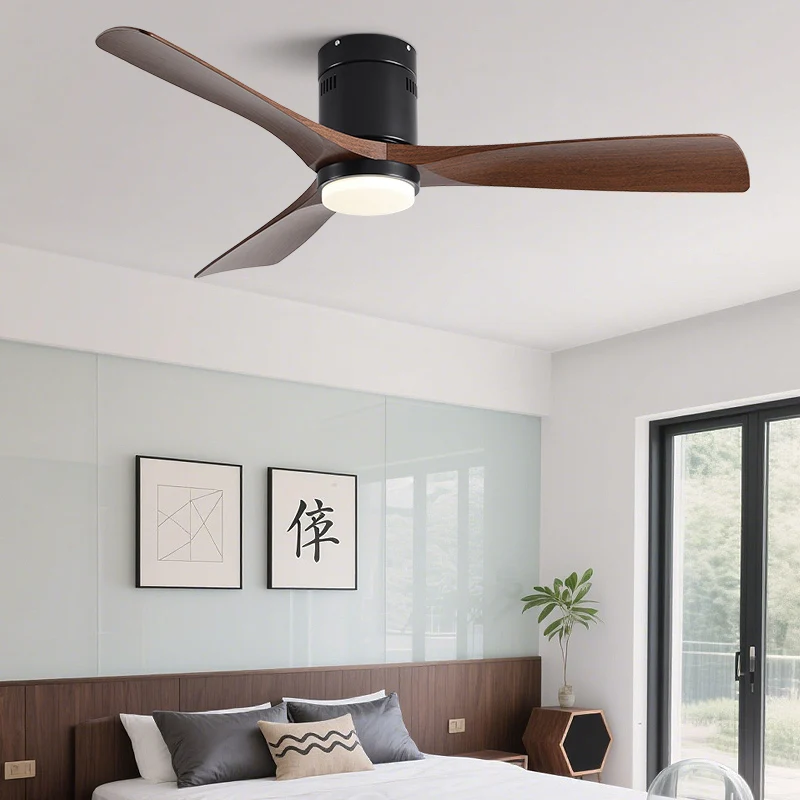 42/52Inch Low Floor Ceiling Fan DC Motor Electric Fan with LED Light and Remote Control for Bedroom Hotel Office
