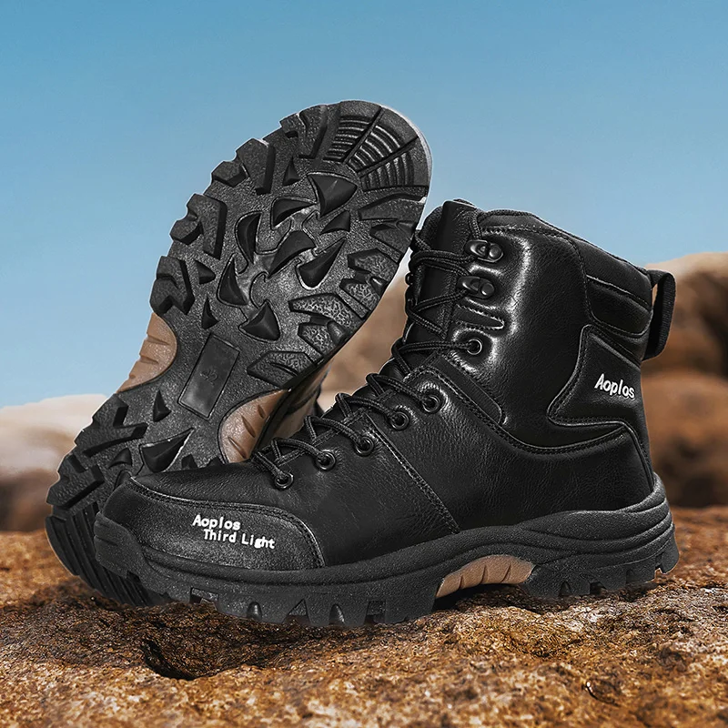 Men High‑Top Hiking Boots Non‑Slip Wear‑Resistant Waterproof Male Outdoor Mountain Trekking Climbing Sports Shoes