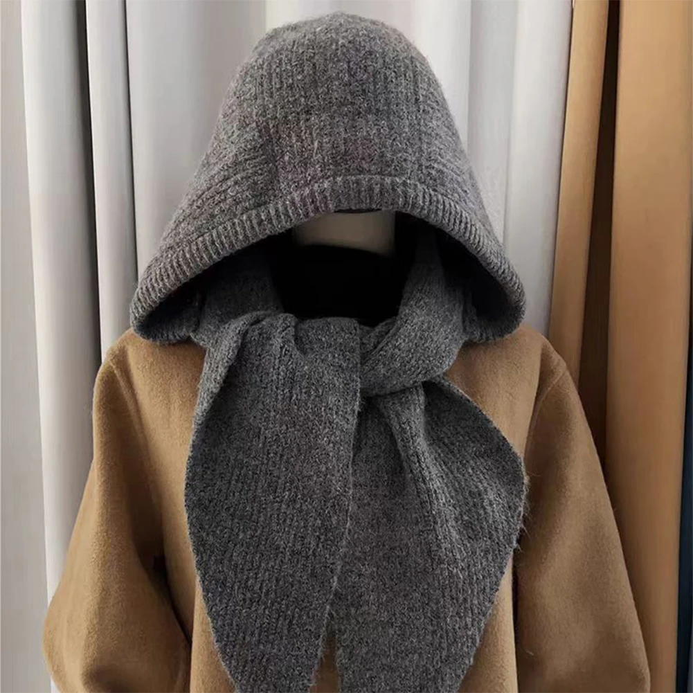 سميكة قطعة واحدة محبوك بالاكلافا مقنعين قبعة وشاح للجنسين حماية الرقبة شتاء دافئ الطقس البارد الإكسسوارات