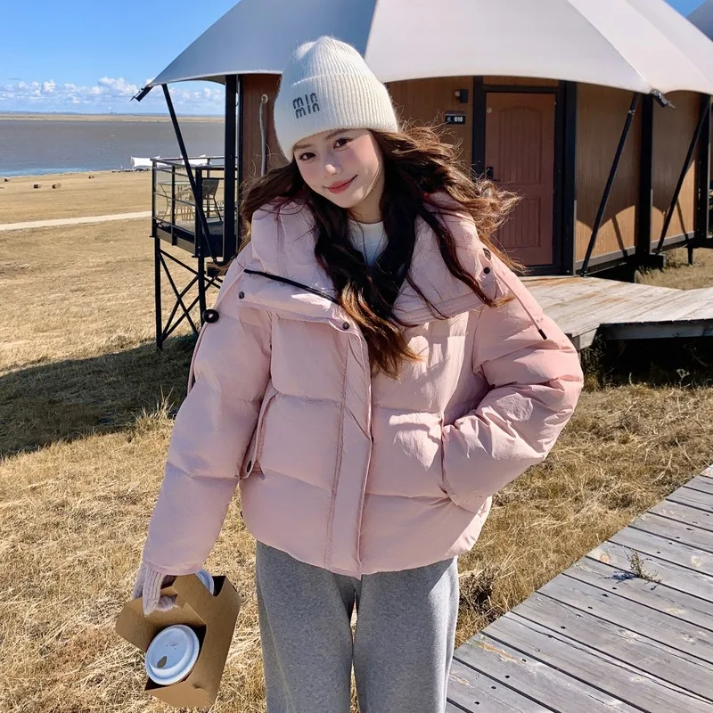 

Pink short down jacket, women's new trend, short and short, bread jacket, thick and warm jacket