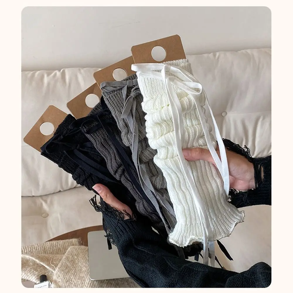 Korean Style Solid Color Kids Lace Leg Warmers Knitted Lace Trim Foot Cover Soft Fabric Elastic Lolita Style Socks Children Wear