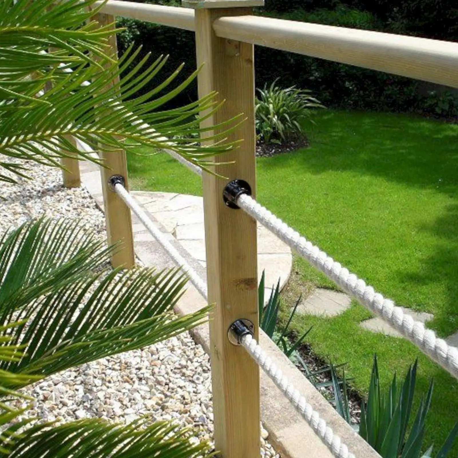 Rope Holders Rope Cover Rail Support Cap Black Stainless Steel Rust-Proof Securing Supports Heavy Loads For Terrace Garden Stair